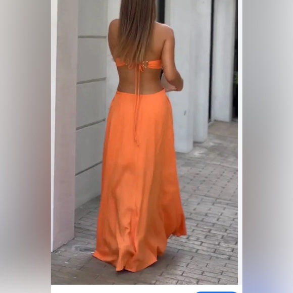 🔥🔥🔥🔥🔥 Orange Cutout Maxi Dress - Picture 6 of 16